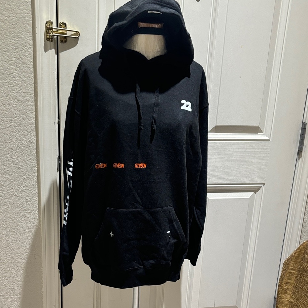 Black GIVEON TOUR MERCH Hoodie with White and Orange Accents